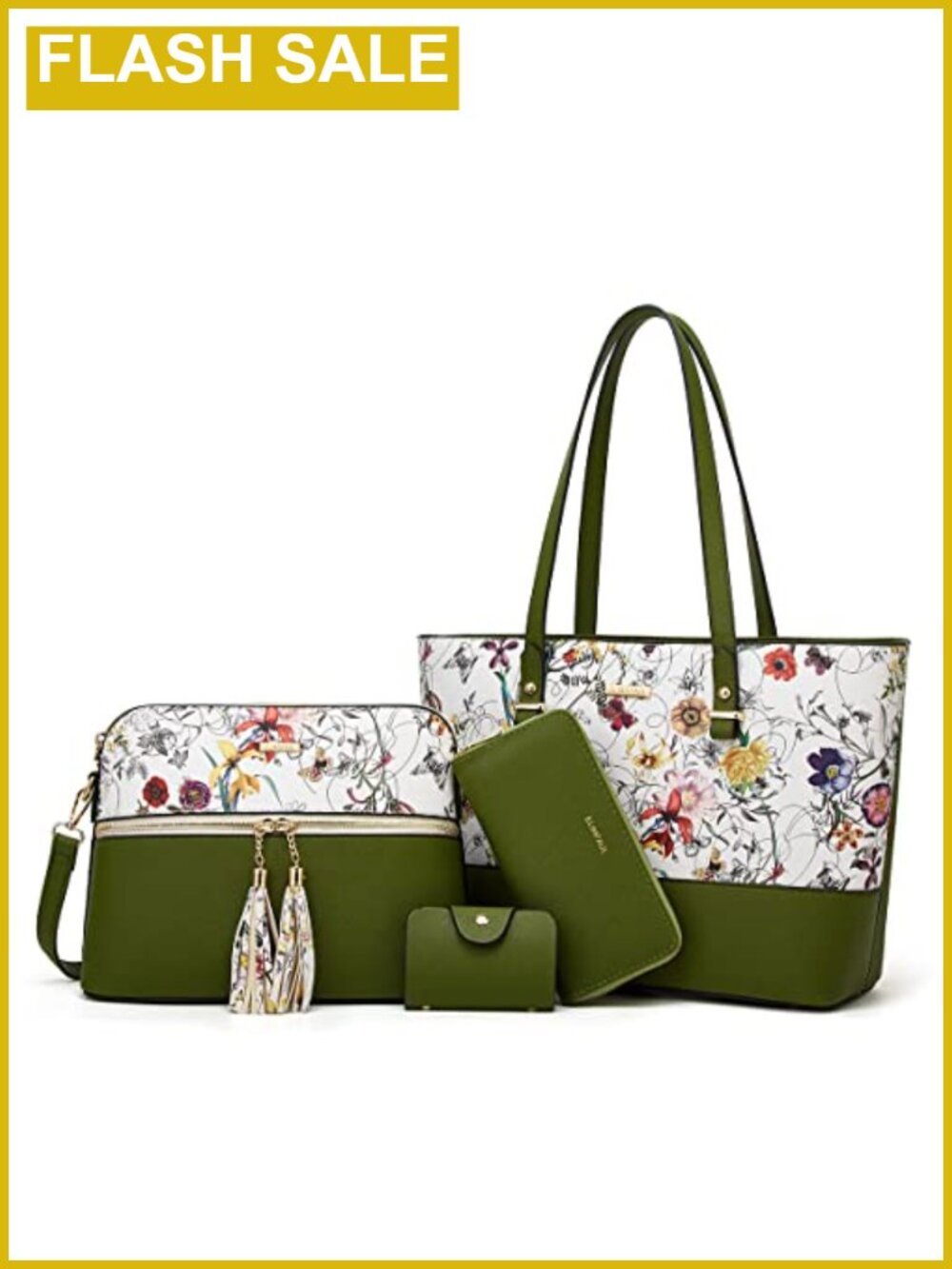 Women's Satchel Handbag Set with Tote, Messenger, Wallet, Card Holder Faux